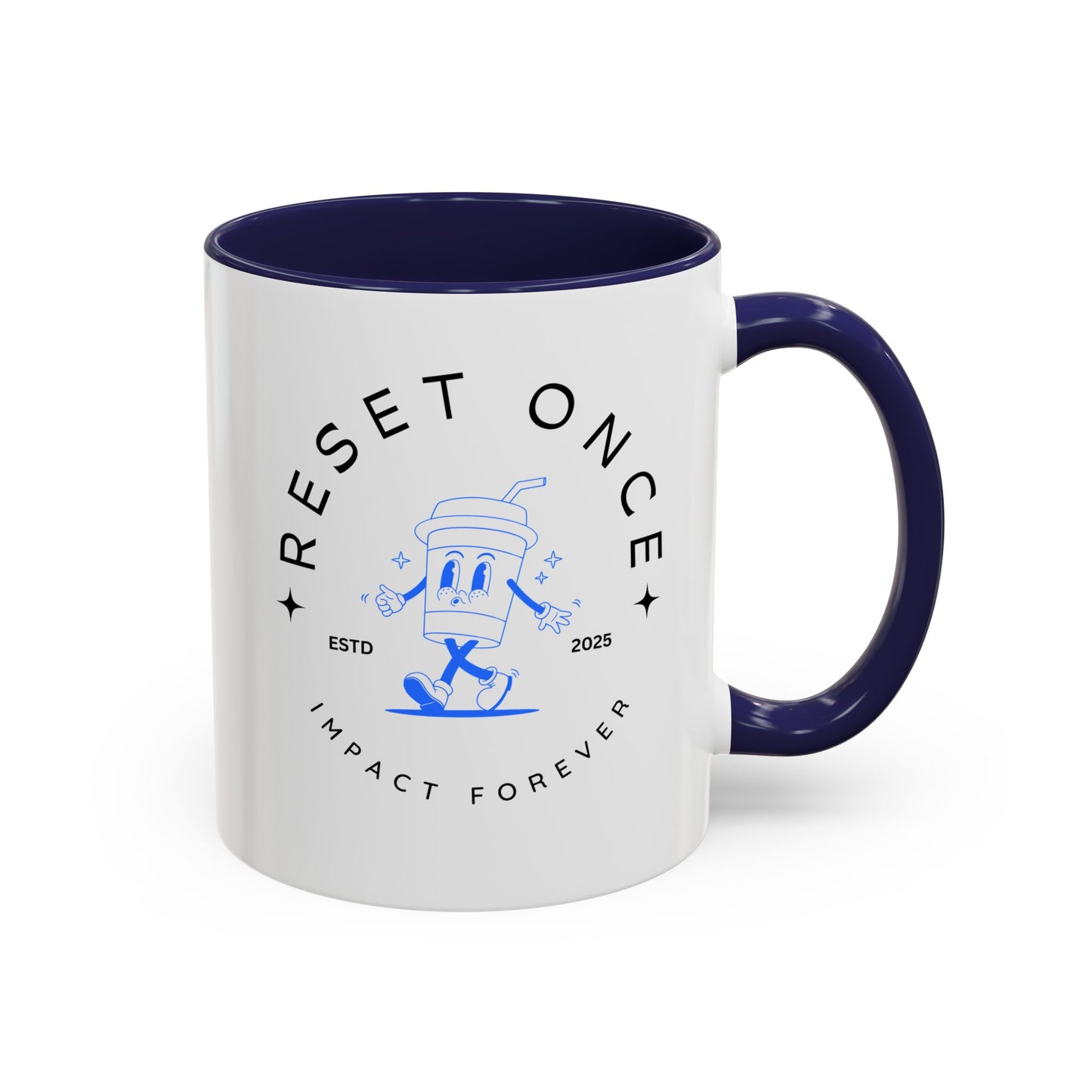 34Resets™ "Reset Once, Impact Forever – EST 2025" Accented Ceramic Mug – Bold Motivational Drinkware