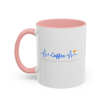 Coffee UNBREAKABLE STARTS HERE™ Accented Ceramic Mug (11, 15oz)  || 34Resets™