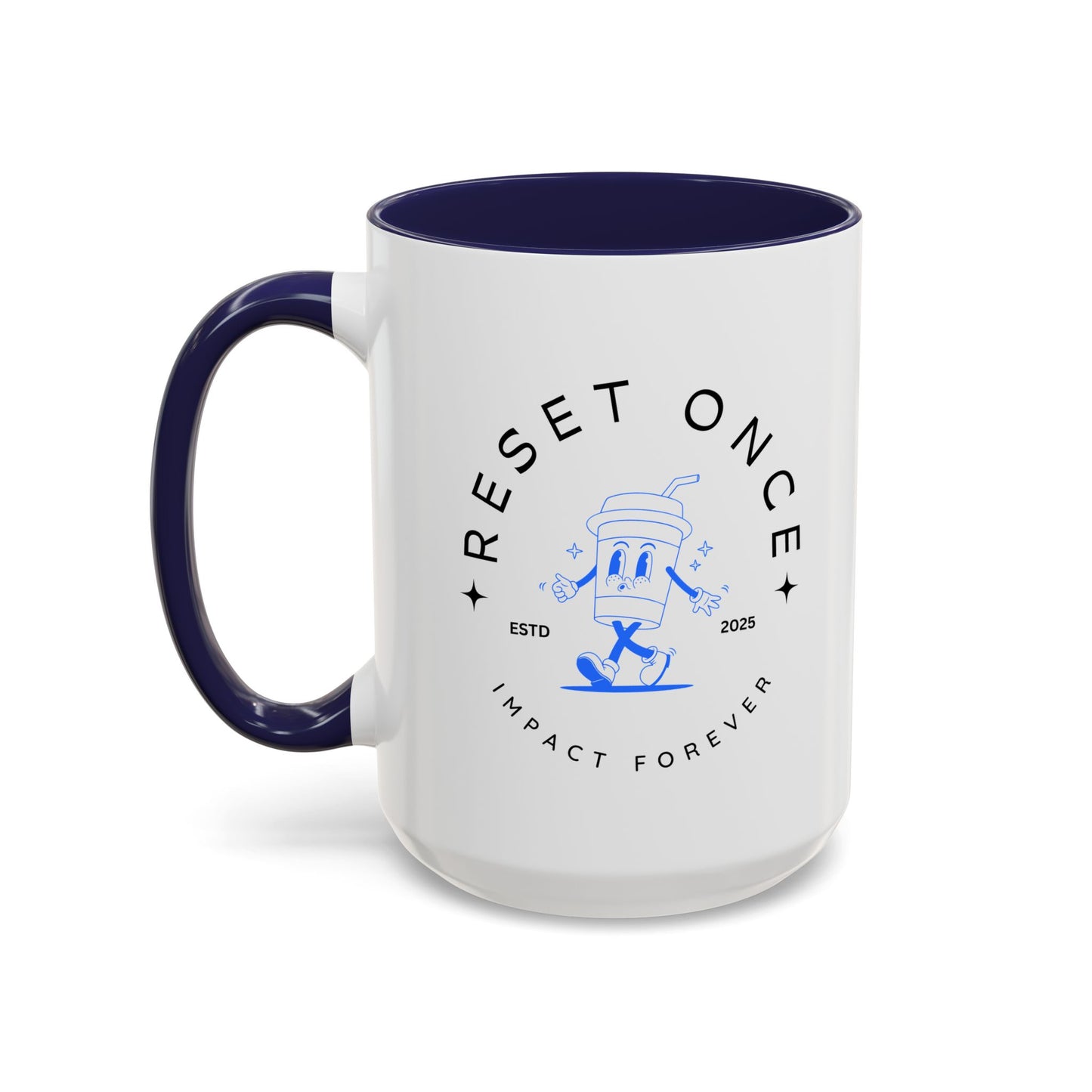 34Resets™ "Reset Once, Impact Forever – EST 2025" Accented Ceramic Mug – Bold Motivational Drinkware