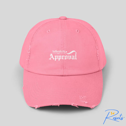 34Resets™ "Authenticity Over Approval" Distressed Hat – Rugged Style with Purpose