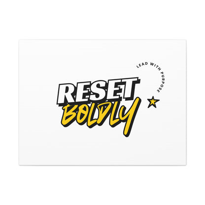 34Resets™ "Reset Boldly. Lead with Purpose." White Matte Canvas – Transform Your Space with Inspiration