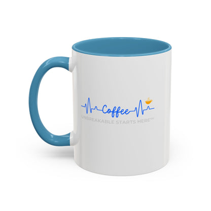 Coffee UNBREAKABLE STARTS HERE™ Accented Ceramic Mug (11, 15oz)  || 34Resets™