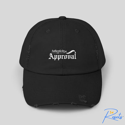 34Resets™ "Authenticity Over Approval" Distressed Hat – Rugged Style with Purpose