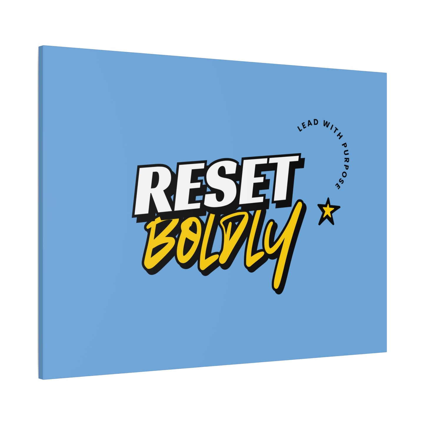 34Resets™ "Reset Boldly. Lead with Purpose." Light Blue Matte Canvas – Transform Your Space with Inspiration