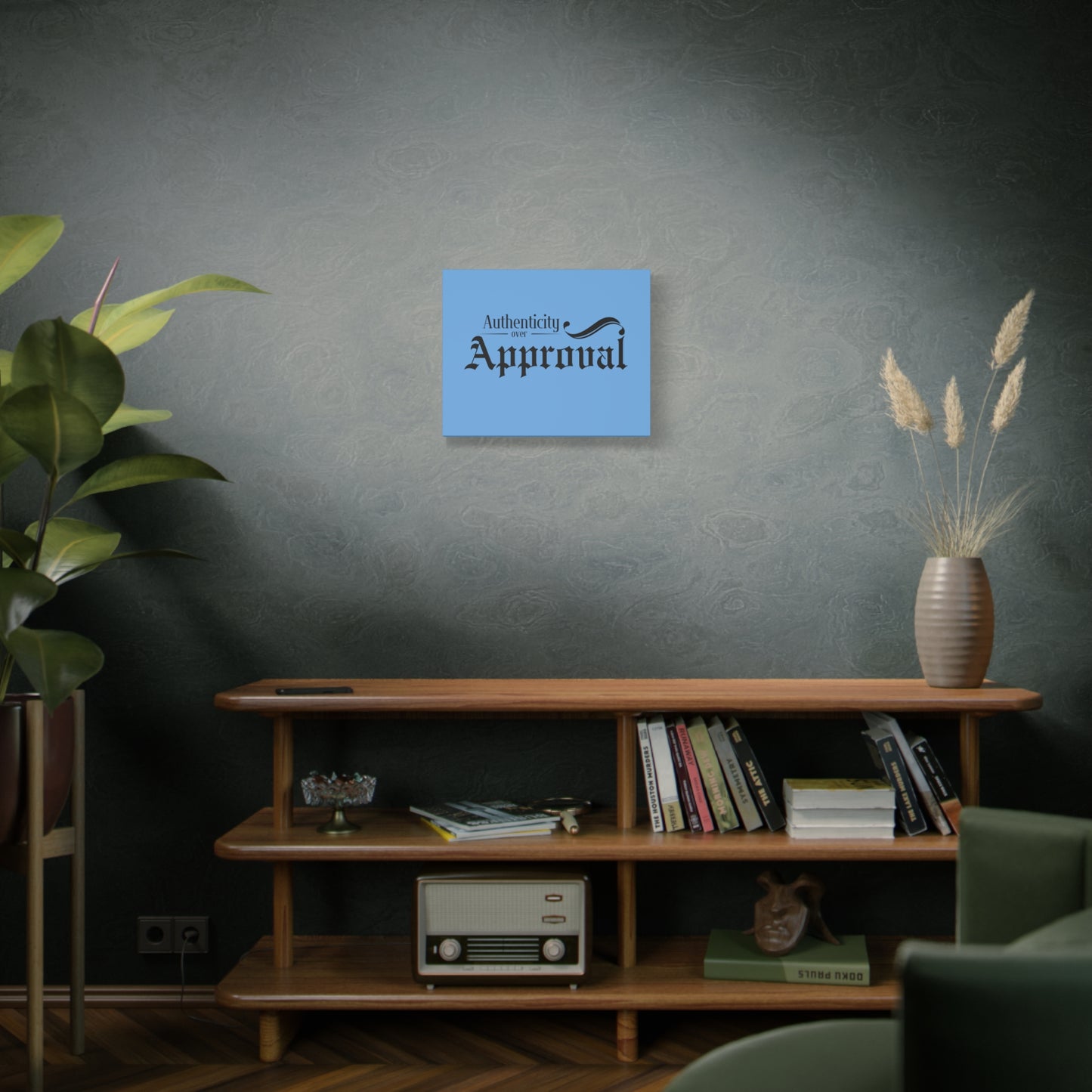 34Resets™ "Authenticity Over Approval" Light Blue Matte Canvas – Bold Wall Art for Individuality