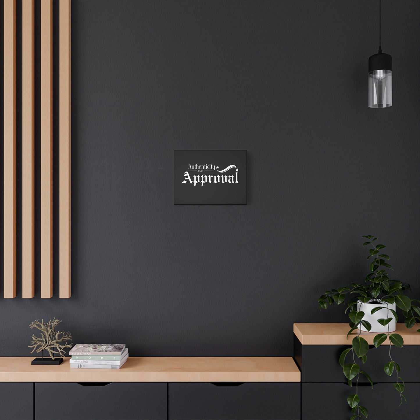 34Resets™ "Authenticity Over Approval" Black Matte Canvas – Bold Wall Art for Individuality