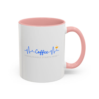 Coffee UNBREAKABLE STARTS HERE™ Accented Ceramic Mug (11, 15oz)  || 34Resets™