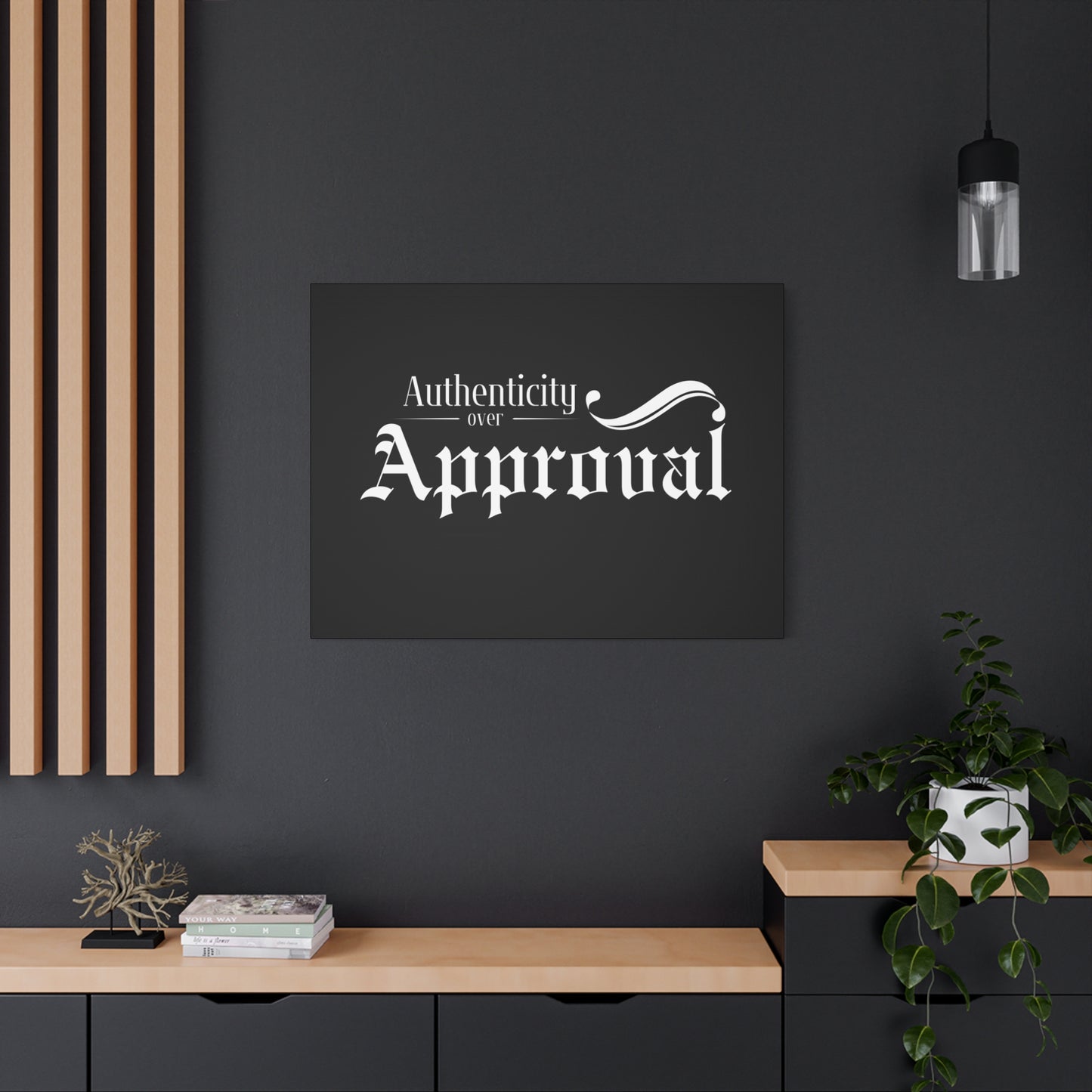 34Resets™ "Authenticity Over Approval" Black Matte Canvas – Bold Wall Art for Individuality