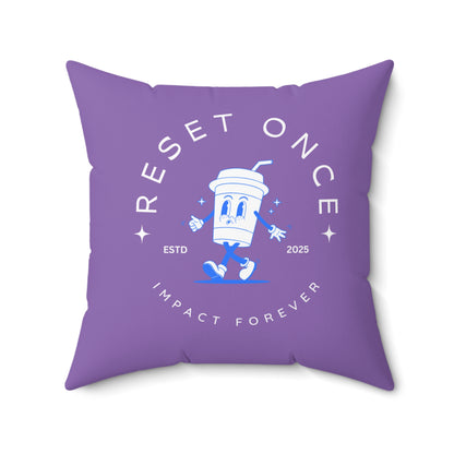 Reset Once, Impact Forever. Light Purple Statement Pillow – Inspirational Home Decor for Resilience & Transformation