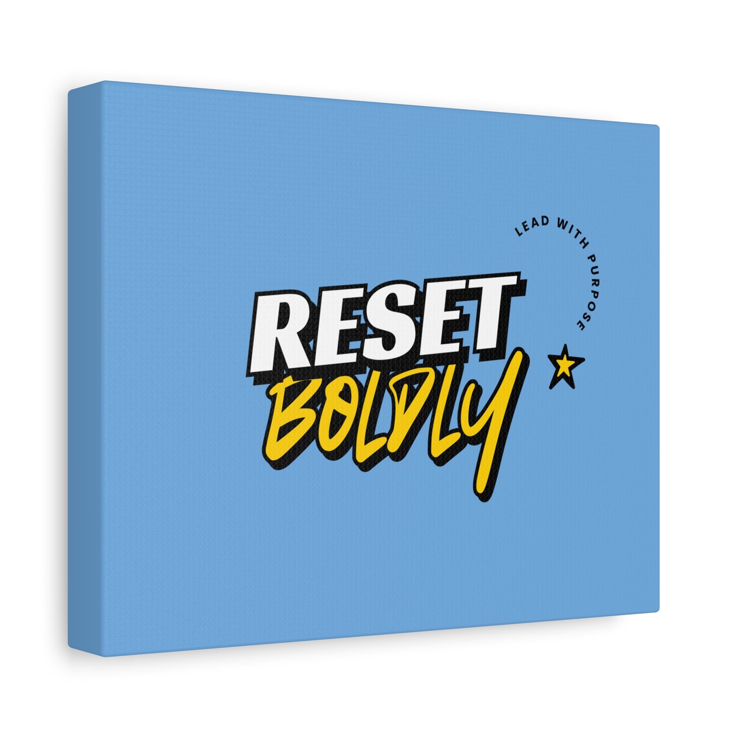 34Resets™ "Reset Boldly. Lead with Purpose." Light Blue Matte Canvas – Transform Your Space with Inspiration