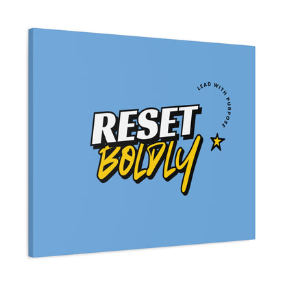 34Resets™ "Reset Boldly. Lead with Purpose." Light Blue Matte Canvas – Transform Your Space with Inspiration