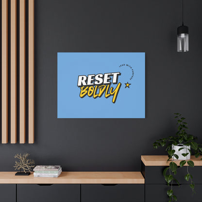 34Resets™ "Reset Boldly. Lead with Purpose." Light Blue Matte Canvas – Transform Your Space with Inspiration