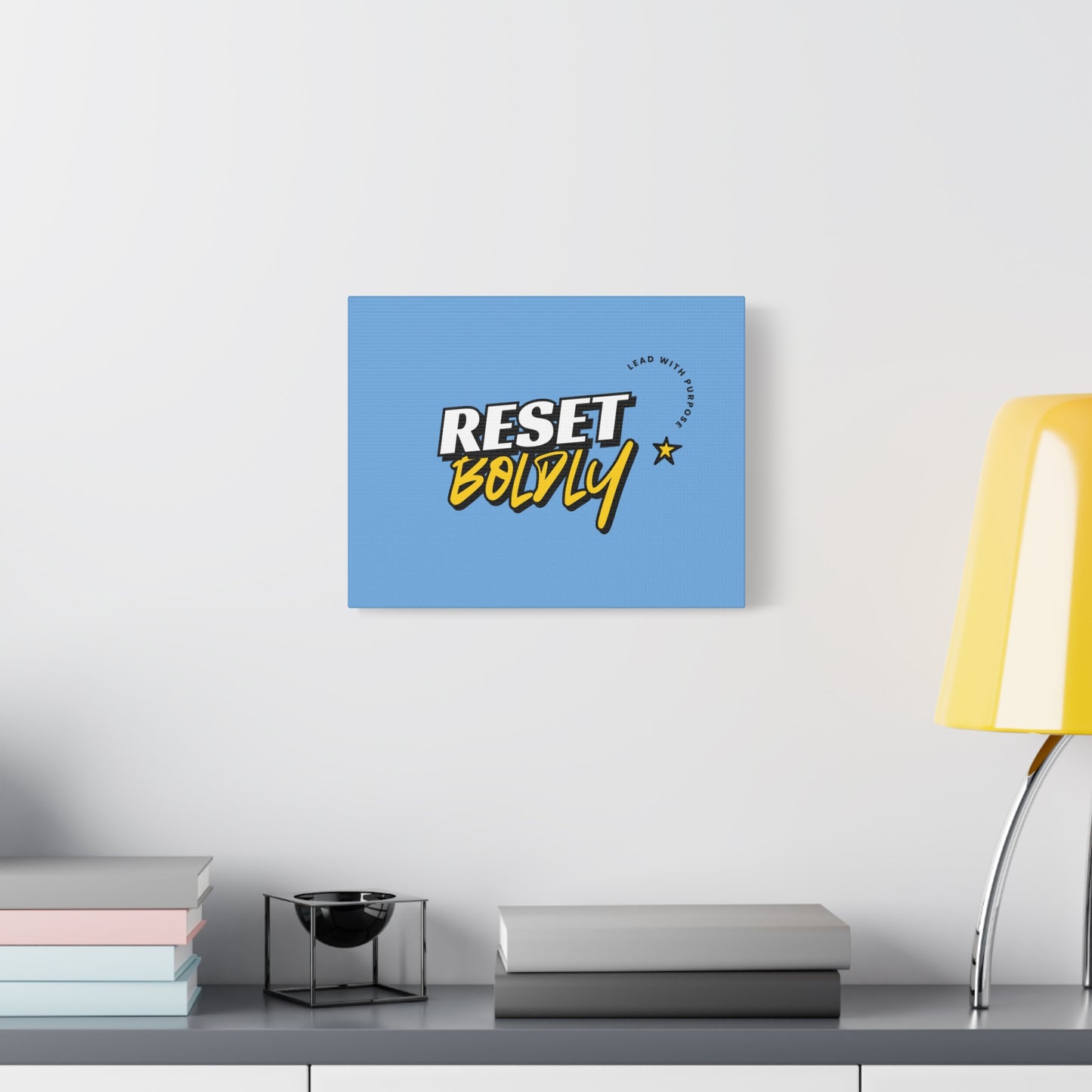 34Resets™ "Reset Boldly. Lead with Purpose." Light Blue Matte Canvas – Transform Your Space with Inspiration