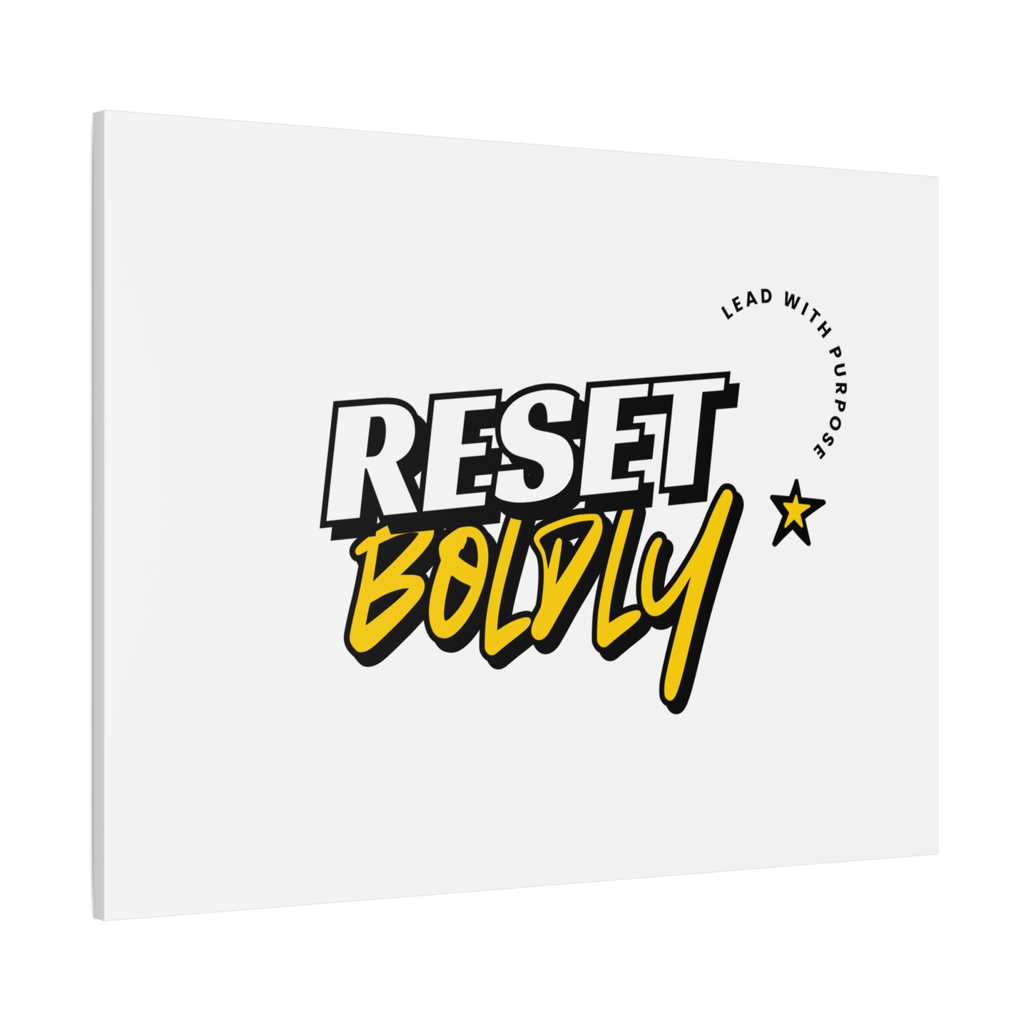 34Resets™ "Reset Boldly. Lead with Purpose." White Matte Canvas – Transform Your Space with Inspiration