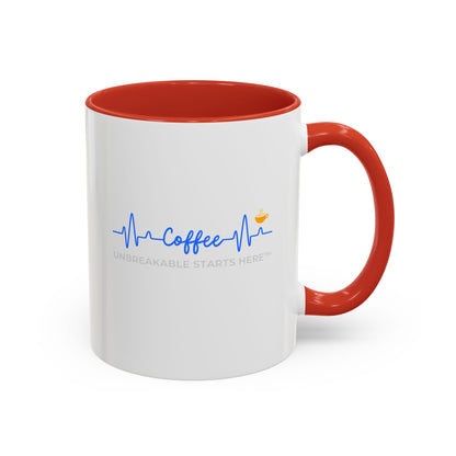 Coffee UNBREAKABLE STARTS HERE™ Accented Ceramic Mug (11, 15oz)  || 34Resets™