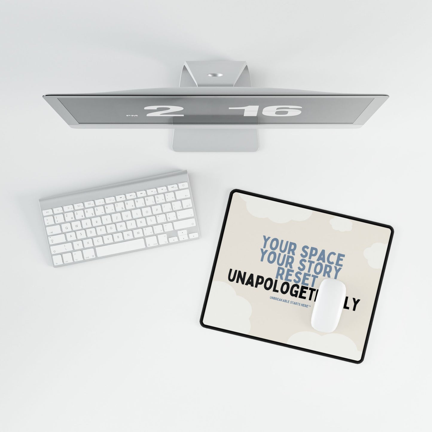 Your Space, Your Story. Reset Unapologetically. Desk Mat || 34Resets™