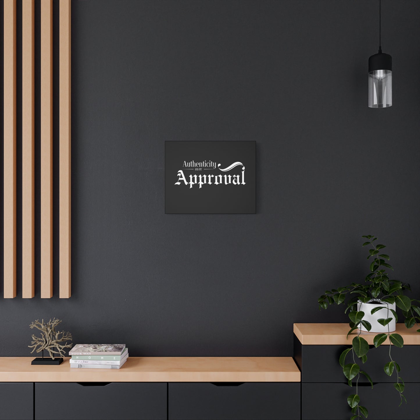 34Resets™ "Authenticity Over Approval" Black Matte Canvas – Bold Wall Art for Individuality