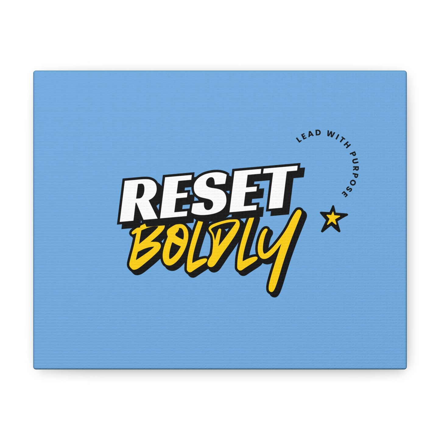 34Resets™ "Reset Boldly. Lead with Purpose." Light Blue Matte Canvas – Transform Your Space with Inspiration