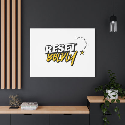 34Resets™ "Reset Boldly. Lead with Purpose." White Matte Canvas – Transform Your Space with Inspiration