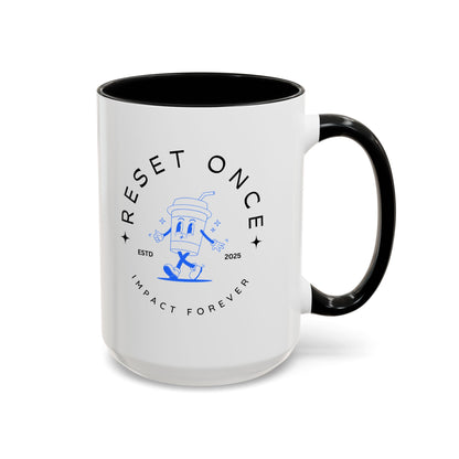 34Resets™ "Reset Once, Impact Forever – EST 2025" Accented Ceramic Mug – Bold Motivational Drinkware