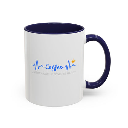 Coffee UNBREAKABLE STARTS HERE™ Accented Ceramic Mug (11, 15oz)  || 34Resets™