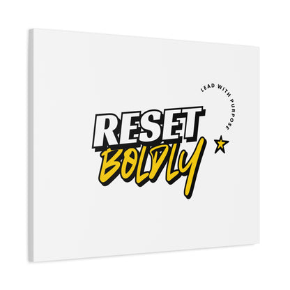 34Resets™ "Reset Boldly. Lead with Purpose." White Matte Canvas – Transform Your Space with Inspiration