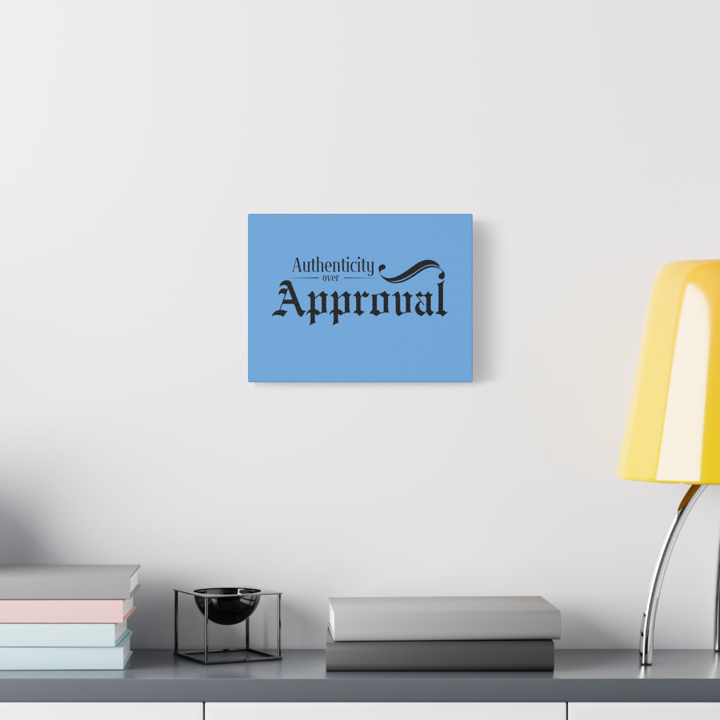 34Resets™ "Authenticity Over Approval" Light Blue Matte Canvas – Bold Wall Art for Individuality