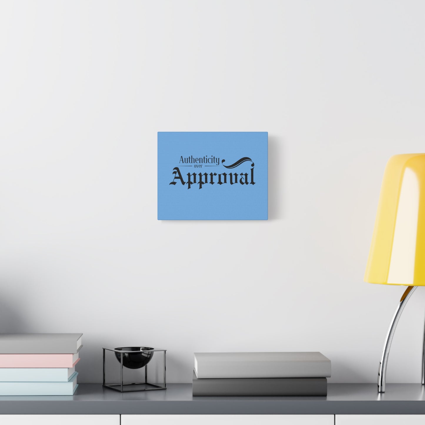 34Resets™ "Authenticity Over Approval" Light Blue Matte Canvas – Bold Wall Art for Individuality