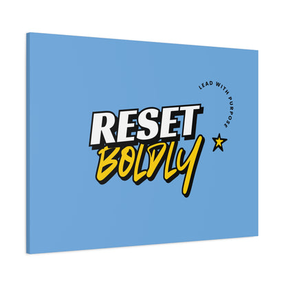 34Resets™ "Reset Boldly. Lead with Purpose." Light Blue Matte Canvas – Transform Your Space with Inspiration