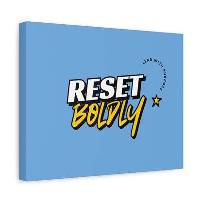 34Resets™ "Reset Boldly. Lead with Purpose." Light Blue Matte Canvas – Transform Your Space with Inspiration