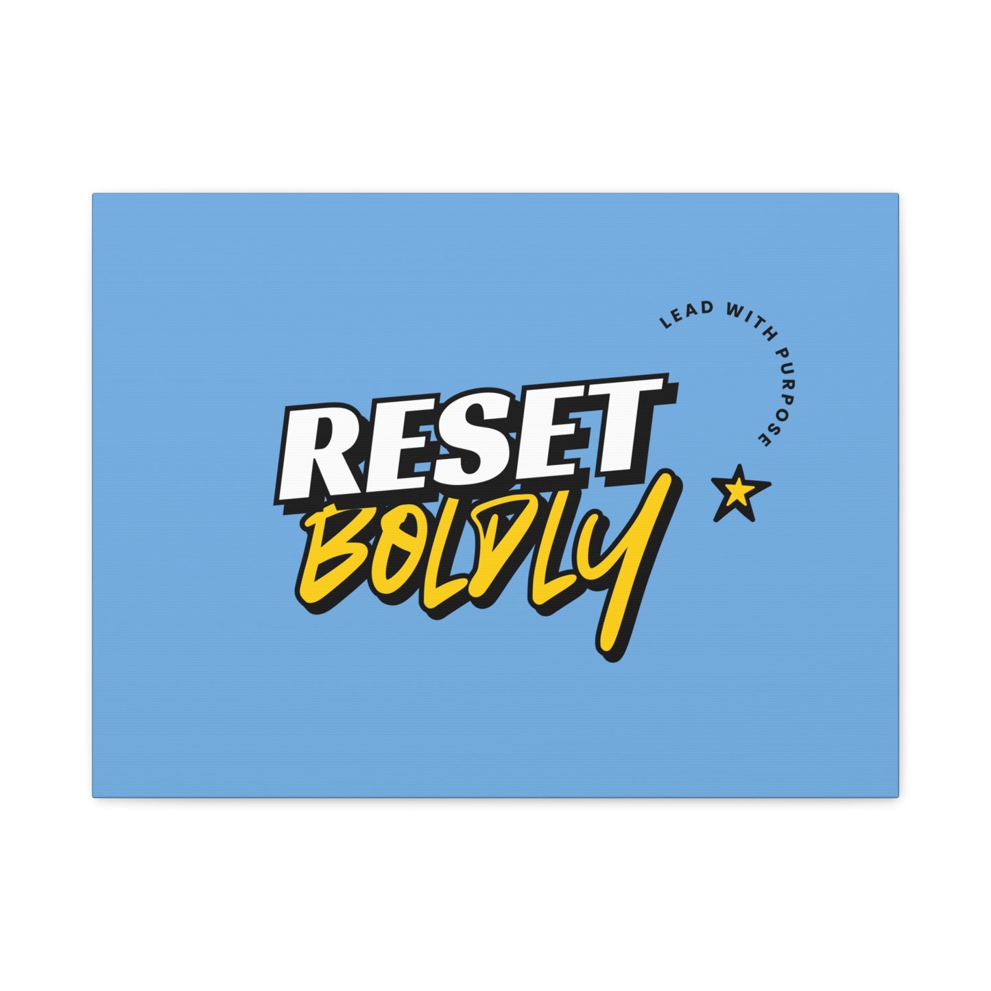 34Resets™ "Reset Boldly. Lead with Purpose." Light Blue Matte Canvas – Transform Your Space with Inspiration