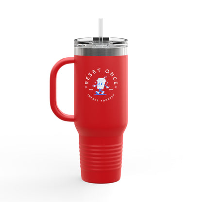 34Resets™ "Reset Once, Impact Forever" Insulated Travel Mug – Motivational Adventure Essential