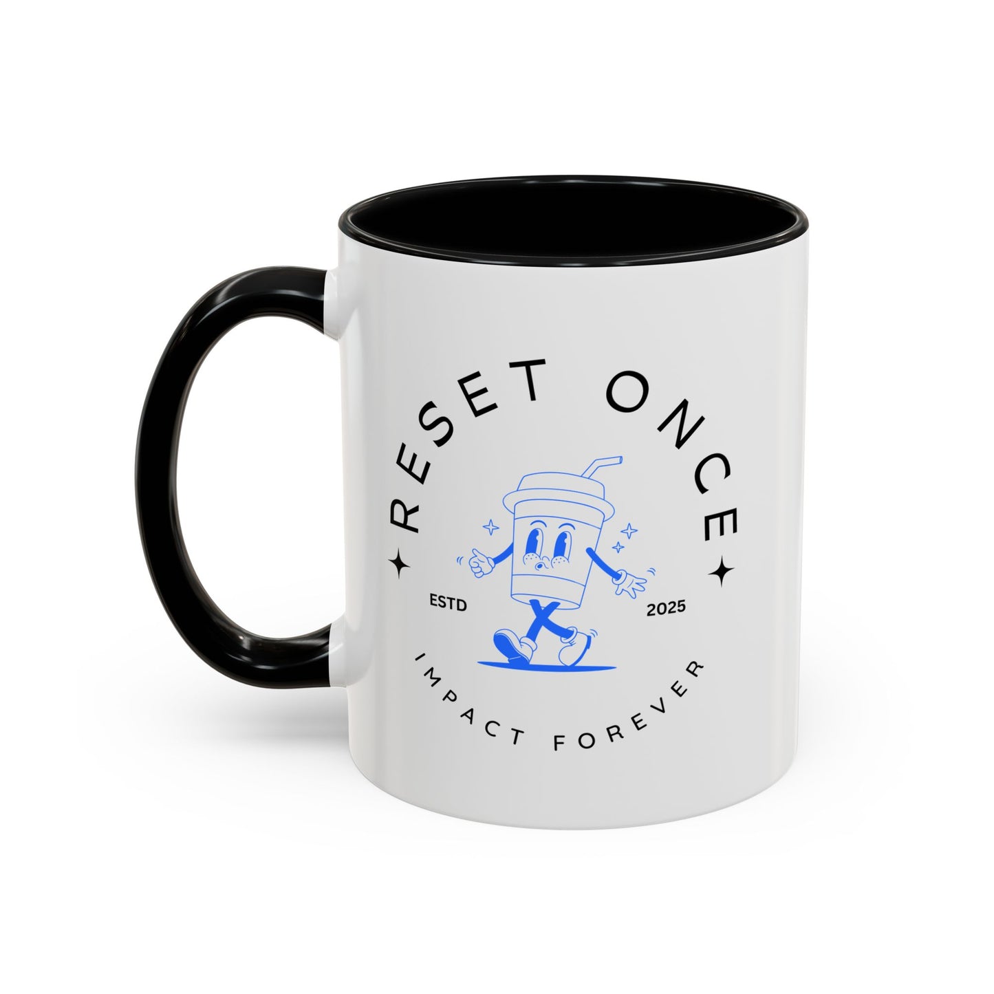 34Resets™ "Reset Once, Impact Forever – EST 2025" Accented Ceramic Mug – Bold Motivational Drinkware