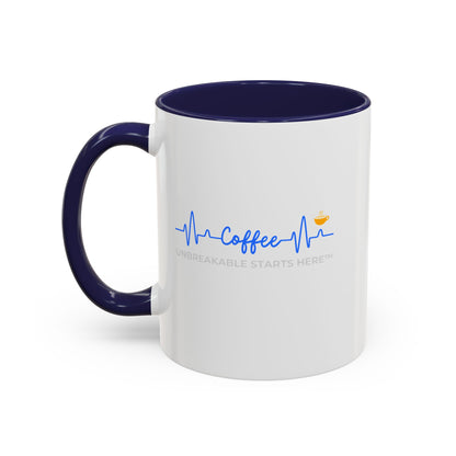 Coffee UNBREAKABLE STARTS HERE™ Accented Ceramic Mug (11, 15oz)  || 34Resets™