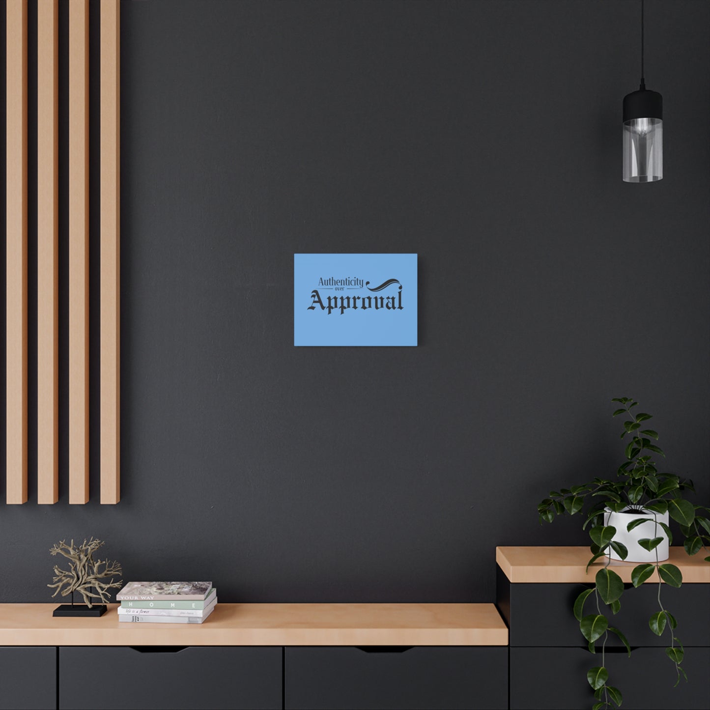 34Resets™ "Authenticity Over Approval" Light Blue Matte Canvas – Bold Wall Art for Individuality