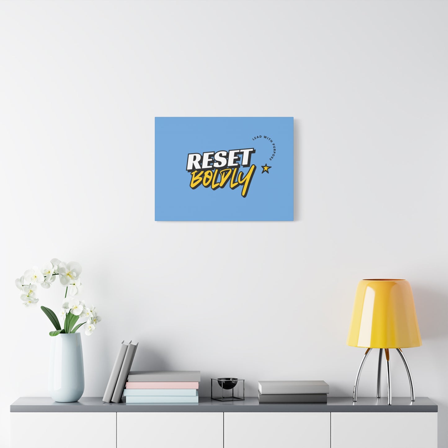 34Resets™ "Reset Boldly. Lead with Purpose." Light Blue Matte Canvas – Transform Your Space with Inspiration