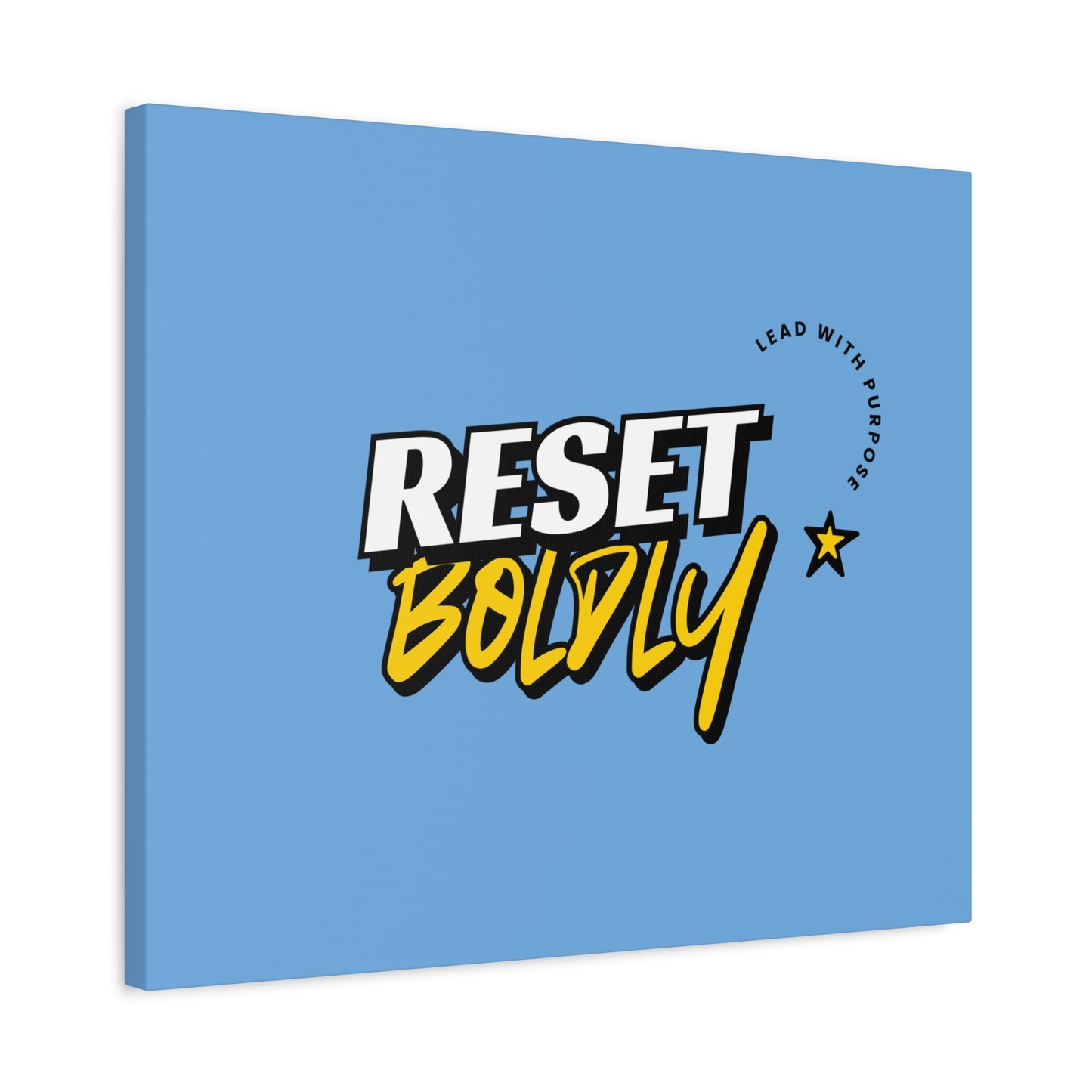 34Resets™ "Reset Boldly. Lead with Purpose." Light Blue Matte Canvas – Transform Your Space with Inspiration