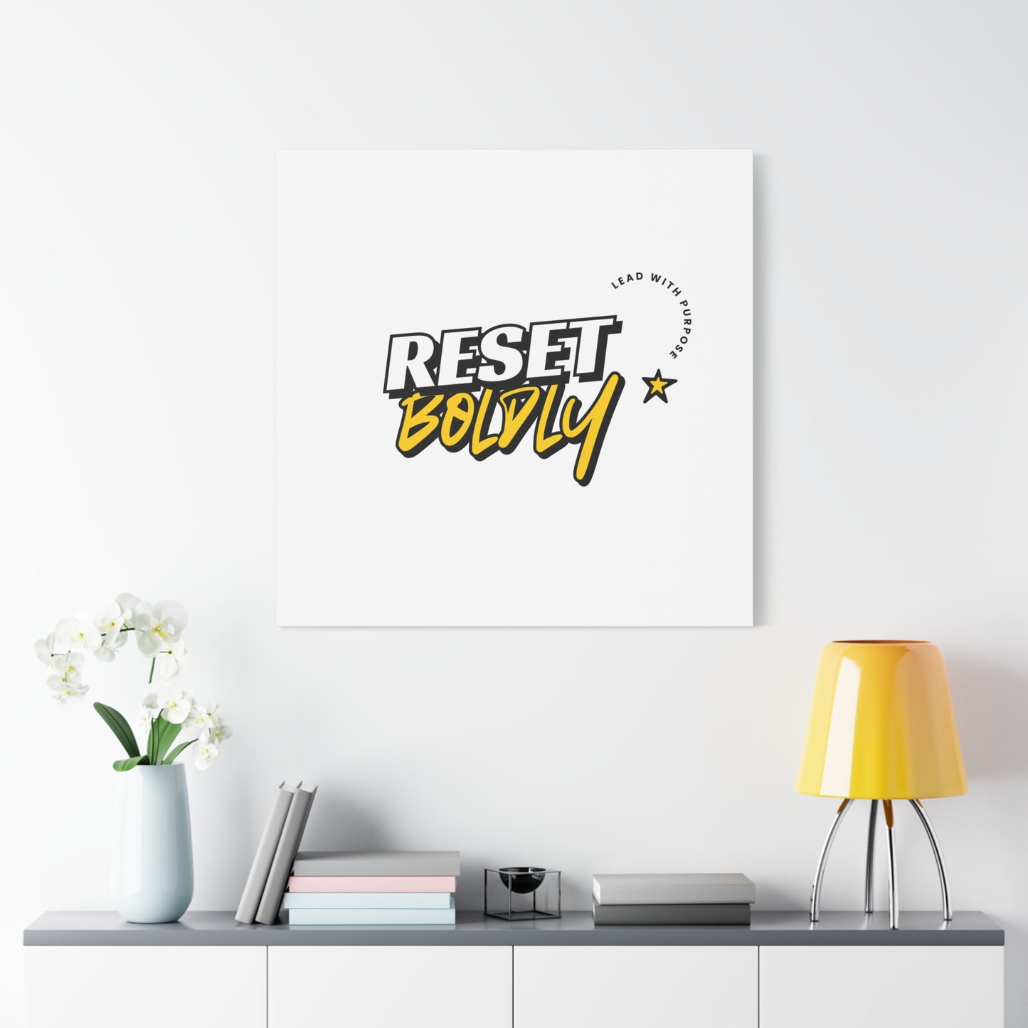 34Resets™ "Reset Boldly. Lead with Purpose." White Matte Canvas – Transform Your Space with Inspiration