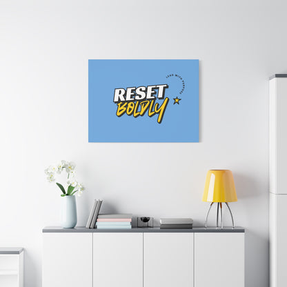 34Resets™ "Reset Boldly. Lead with Purpose." Light Blue Matte Canvas – Transform Your Space with Inspiration