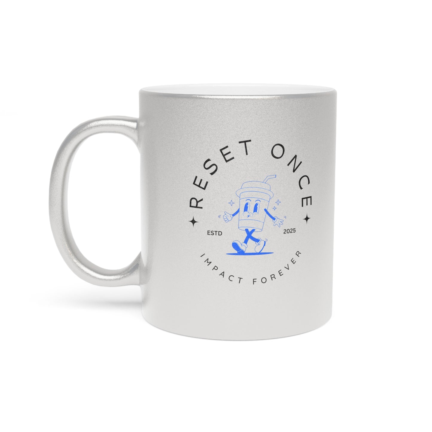 34Resets™ Metallic Mug – "Reset Once, Impact Forever" – Sleek & Motivational Drinkware